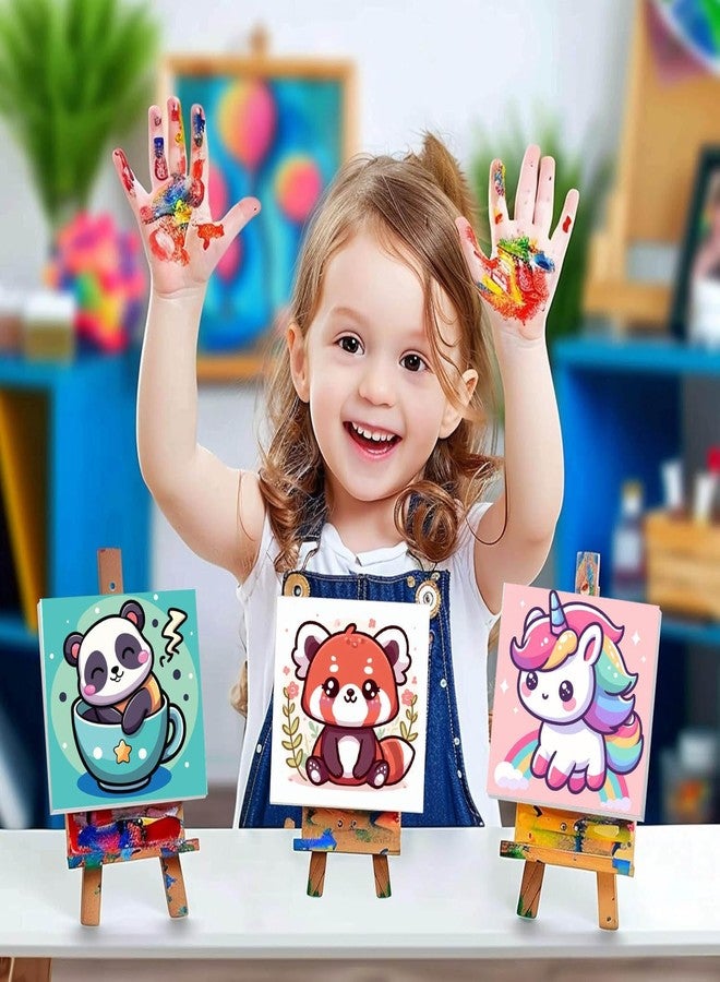 HOIYLDS Framed 4 Pack Paint by Number for Kids, Cute Animals Paint by Numbers for Kids Ages 8-12, Paint by Numbers Kits Children Beginner, DIY Acrylic Oil Painting for Home Wall Decor (8x8inch) - Image 4